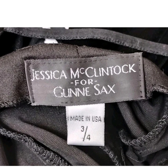 Vintage 90's Jessica McClintock for Gunne Sax Black Zebra print Velvet Size 3/4 - Picture 6 of 7